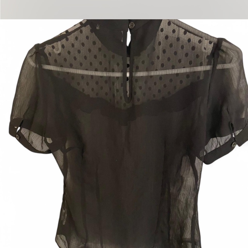H&M Black Sheer Puff Sleeve Blouse